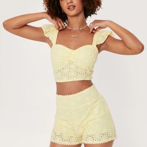 Broderie Anglaise Ruffle Strappy Crop Top
